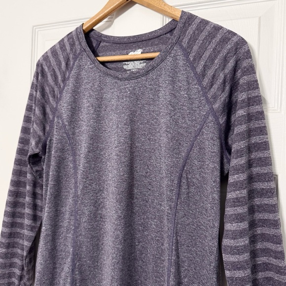 Avia Long Sleeve Performance Top With Thumbholes Purple Heather Stripes - Picture 4 of 10